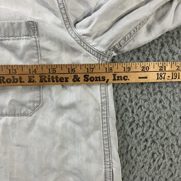 AllSaints Shirt Womens 4 Gray Irva Tencel Button Front Long Sleeve Top - Picture 5 of 7